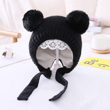 Load image into Gallery viewer, Handmade Modern Trend Winter Christmas Knitted Baby Hat Cute Double Pompom Infant Baby Boy Girl Cap Ear Protection Hats Kids Children Cap