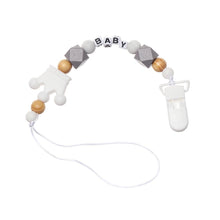 Load image into Gallery viewer, Handmade Shiny Pacifier Clip Chain Infant Nipple Holder Wooden Beaded Crystal Nipple Leash Strap Metal Pacifier Clips For Baby