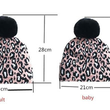 Load image into Gallery viewer, Matching Family Outfits Leopard Children Hats Mother Kids Hats Winter Kids Caps For Mother & Daughter in Elegan Leopard Design