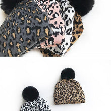 Load image into Gallery viewer, Matching Family Outfits Leopard Children Hats Mother Kids Hats Winter Kids Caps For Mother & Daughter in Elegan Leopard Design