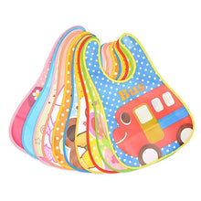 Load image into Gallery viewer, Fashion Printed Adjustable Animal Plastic Waterproof Lunch Feeding Bibs Feeding Cloth for Children In Modern Design