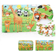 Load image into Gallery viewer, New 60 Pieces Wooden Puzzle Kids Toy Cartoon Animal Wooden Puzzles Child Early Educational Learning Toys for Christmas Gift