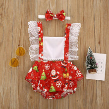 Load image into Gallery viewer, New Christmas Princess Set Newborn Baby Girls Suspender Dress Romper Bodysuit And Hairband Set