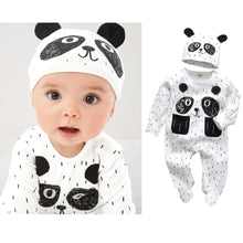 Load image into Gallery viewer, Newborn Baby Boys Romper Clothes Cotton Cute Cartoon Print Long Sleeve Jumpsuit Hat 2 Pcs