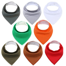 Load image into Gallery viewer, 8PCS/SET Comfortable Colorful 100% Organic Cotton Adjustable Snaps Bandana Saliva Bibs For Baby Boys & Girls Kids