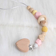Load image into Gallery viewer, Modern Wood Pacifier Clip Chain Holder Nipples Pacifier Clips Pacifier Teether Teething Toy Cartoo Wooden Bracket For Pacifier For Kids