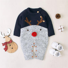 Load image into Gallery viewer, Baby Christmas Rompers Reindeer Knitted Jumpsuits Toddler Children Warm Wool Clothes 0-2Y For Boys and Girls Christmas Eve Costume