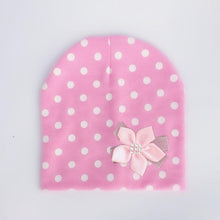 Load image into Gallery viewer, Modern Elegant Baby Girl Hat Cap With Bow and Dots Cotton Flower Beanie for Girls Butterfly Knot