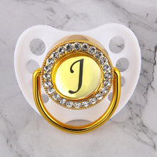Load image into Gallery viewer, Luxury Glam Crystal White Bling Pacifier 26 Initial Letters Available Handmade Rhinestones Baby Pacifier For Baby