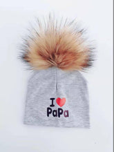 Load image into Gallery viewer, Newborn Cotton Hats Baby Pom Pom Childre Infant Hats For BabY Boys and Girls Wth Printed "I love mama " and " Design