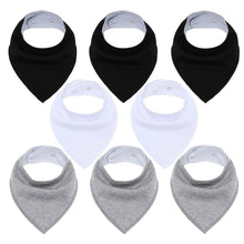 Load image into Gallery viewer, 8PCS/SET Comfortable Colorful 100% Organic Cotton Adjustable Snaps Bandana Saliva Bibs For Baby Boys & Girls Kids