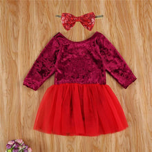 Load image into Gallery viewer, 0-18 Months Baby Girls Red Long Sleeve Letters Printed Pattern Christmas Party Dress Perfect Gift