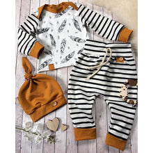 Load image into Gallery viewer, Modern Newborn Baby Boy Clothes Feather T shirt Tops Strip Pants Set For Kids