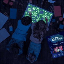 Load image into Gallery viewer, A3 A4 A5 Kids Luminous Drawing Board with Light-Fun Magic Sketchpad Draw Tablet Fluorescent Pen Russian English Light Up Toys