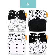 Load image into Gallery viewer, 4pcs/set Washable Eco-Friendly Cloth Diaper Cover Adjustable Nappy Cloth Diapers Cloth Nappy For Baby Boys and Grils Baby
