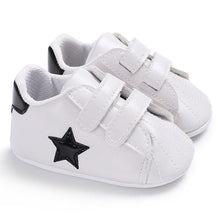 Load image into Gallery viewer, Newborn Shoes Star First Walkers Kids Toddlers Lace Up PU Leather Soft Soles Sneakers 0-18 Months