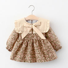 Load image into Gallery viewer, Modern Retro Girl Dress For Winter Newborn Infant Dress Fashion Cute Cotton Floral Bow baby Party Dress