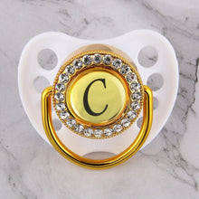 Load image into Gallery viewer, Luxury Glam Crystal White Bling Pacifier 26 Initial Letters Available Handmade Rhinestones Baby Pacifier For Baby