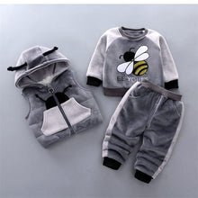 Load image into Gallery viewer, Modern Fashion Cotton Thick Warm Casual Hooded Sweater Cartoon Cute Bear Three-piece Suit For Baby Boy & Girl