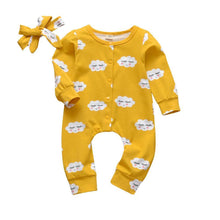 Load image into Gallery viewer, Newborn Clothes Baby Girls Romper Hearts Print Cotton Long Sleeve Jumpsuit and Headband Set