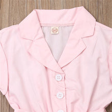 Load image into Gallery viewer, Baby Girls Clothes Sleeveless Turn-down Collar One-Pieces Romper Solid Color Girls Jumpsuit Dress for Girls