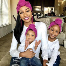 Load image into Gallery viewer, Trend New Mother & Baby Hat Soft Cotton Turban Hat Baby Elastic Toddler Infant Cap For Girls and Women