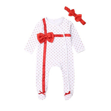 Load image into Gallery viewer, Newborn Girl Boy Autumn Santa Claus Long Sleeve Dot Bandage Romper Jumpsuit Hat For Christmas Made For Girls and Boys