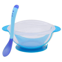 Load image into Gallery viewer, 4 Color Advanced Silicone Feeding Spoon Temperature Sensing Weaning Soft Head Spoons for 4-24 Months Baby And Spoon and Bowl Set