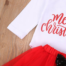 Load image into Gallery viewer, 4Pcs Baby Girls Christmas Dress Set Children Long Sleeve Top Short Skirt Hair Band And Leg Cover