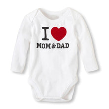 Load image into Gallery viewer, Baby Boys Girls Romper Cotton Long Sleeve Letter Print I Love Mom & Dad Jumpsuit In Modern Design