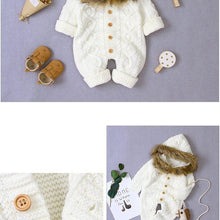 Load image into Gallery viewer, Modern elegant Baby Warm Coat For Newborn Baby Hooded Knit Romper Baby Jumpsuit outfit In Modern Design