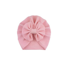 Load image into Gallery viewer, Handamde Elegant Baby Hats for Girls Big Bow Turban Hat Newborn Baby Beanie Cap Solid Color Style
