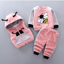 Load image into Gallery viewer, Baby Clothes Winter Thick And Warm Three-piece Cartoon Bear And Fox Printed Sweater Hooded Baby Girl Clothing Set Sweater and Pants