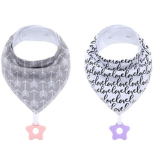 Load image into Gallery viewer, 100% Organic Cotton Super Absorbent And Soft Unisex Baby Bandana Drool Bibs And Teething Toys For Newborn
