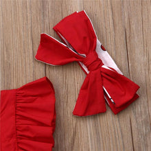 Load image into Gallery viewer, Newborn Baby Girl Clothes Ruffle Backless Cherry Romper Headband Outfit Baby Girl Summer Clothes In Modern New Style