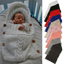 Load image into Gallery viewer, Warm Baby Blanket Knitted Newborn Swaddle Wrap Soft Footmuff Cotton Envelope For Stroller Accessories Blanket Bag