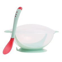 Load image into Gallery viewer, 4 Color Advanced Silicone Feeding Spoon Temperature Sensing Weaning Soft Head Spoons for 4-24 Months Baby And Spoon and Bowl Set