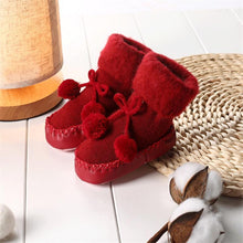 Load image into Gallery viewer, Warm Baby Shoes Newborn Autumn Winter Children Anti Slip Soft Solid Thicken Comfortable Butterfly Knot Shoes For Boys And Girls