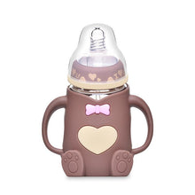 Load image into Gallery viewer, Infant Cartoon Baby Cute Feeding Glass Bottle Safe Silicone Milk Bottle With Handle Newborn Drink Training Colorful Feeding Bottles