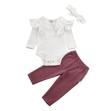 Load image into Gallery viewer, 3PCS/SET Toddler Baby Girl Clothes Romper Top Ruffle Pants Trousers Outfit Autumn Winter Season Styoe For Girls Baby Kids