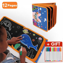 Load image into Gallery viewer, Modern Popular Kids Baby Education Skill Book Drawing Board Book Animal Coloring Book Blackboard Painting For Kids