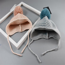 Load image into Gallery viewer, Cute Big Hair Ball Cap For Baby Cotton Knitted Caps for Girls/Boys Warm Woolen Hood Caps Toddler Hats For Winter