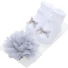 Load image into Gallery viewer, Princess Colorful Lace Baby Socks Bow Cute Baby Bowknot Warm Socks And Hair Band Set Stylish Design For Baby Girls