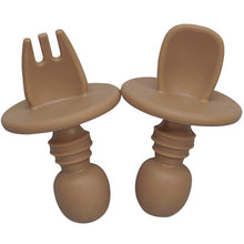 Load image into Gallery viewer, Big Baby Feeding Unique Spoon And Fork Set Soft Silicone Feeding Flatware Safe Training Spoon For Baby Girls And Boys