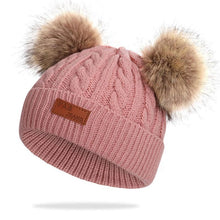 Load image into Gallery viewer, New Fashion Children Winter Hats Baby Kids Girl Solid Knitted Beanies Caps Hair thick ball And Modern Gloves