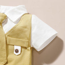 Load image into Gallery viewer, Luxury Modern baby Suit New boy's Jumpsuit Baby Short-sleeved Gentleman Suit Tie Robe summer Suit For Birthday and Party