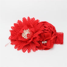 Load image into Gallery viewer, Luxury Modern Handmade Flower Headband Newborn Infant Pearl Flowers With Lace wide Headbands Bebes Hair Accessories Bow