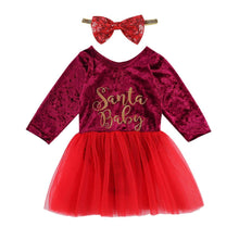Load image into Gallery viewer, Autumn Baby Girls Christmas Red Long Sleeve Letters Printed Pattern Dress Festival Unique Design