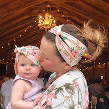 Load image into Gallery viewer, Luxury Mdoern Set 2PCS Baby and Mom Headbands Set Flower Bowknot Newborn Turban Cross-tied Mommy Headband Bow