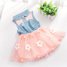 Load image into Gallery viewer, Children's Wear Dress Girls Dresses For Party and Wedding with 100% Cotton Striped Lapel Fly Sleeves